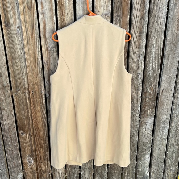 Chicos 2P 12 14 Petite Tan Duster Vest Long Cardigan Open Front Soft - Picture 5 of 5